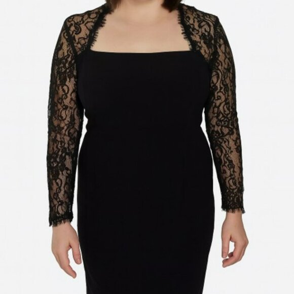 Chetta B. Evening Pre-loved Black Size 12 Long Lace Sleeve Polyester Blend Dress - Picture 1 of 13